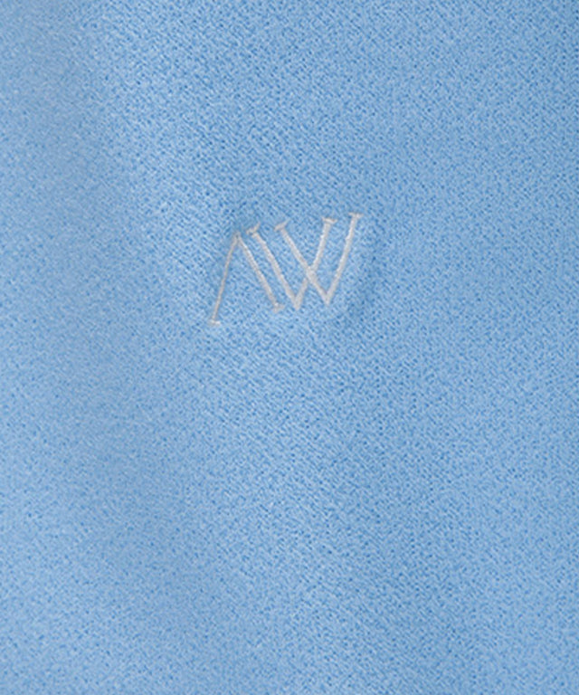 Sky blue women's short t-shirt with terry material collar and color block details, perfect for golf.